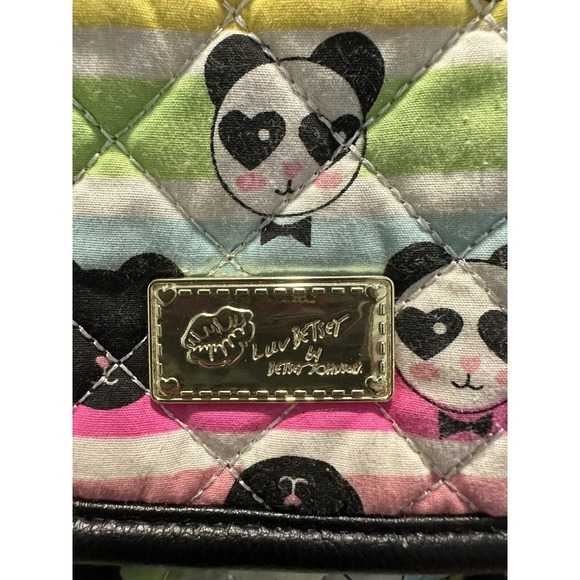 Luv Betsey Panda Bear Backpack Quilted Rainbow Stripes by Betsy Johnson - Picture 13 of 16